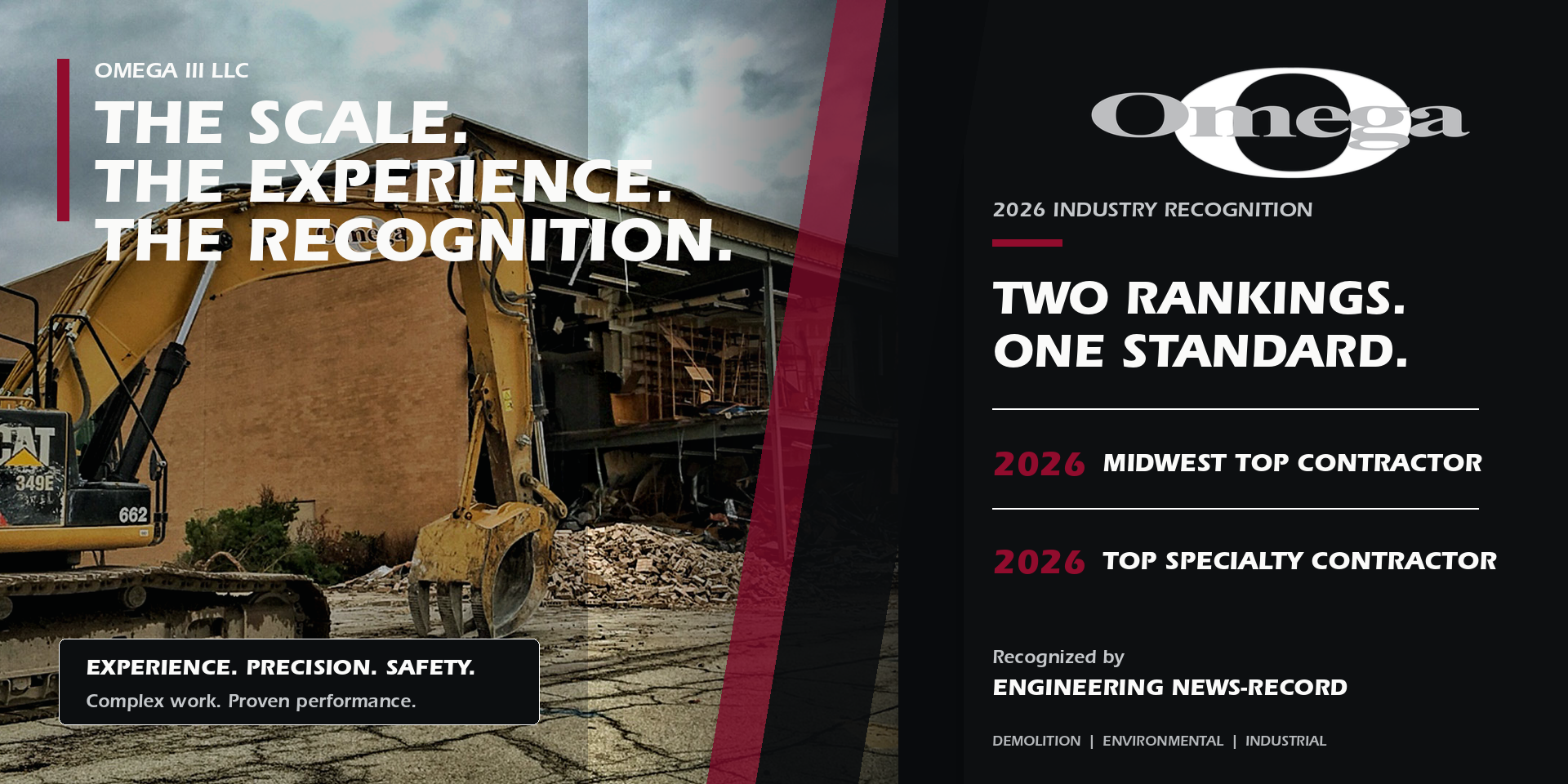 Omega III recognized as a 2026 ENR Midwest Top Contractor and Top Specialty Contractor"